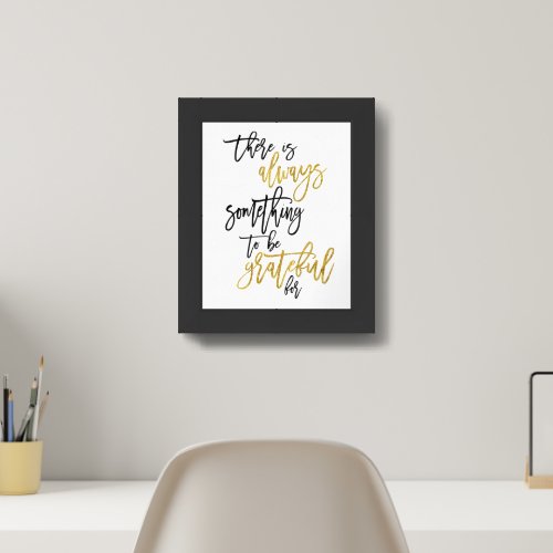 Grateful Motivational Quote Blackgold Framed Art