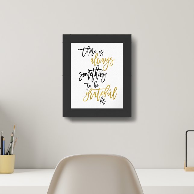 Grateful Motivational Quote Black/gold Framed Art (Home Office)