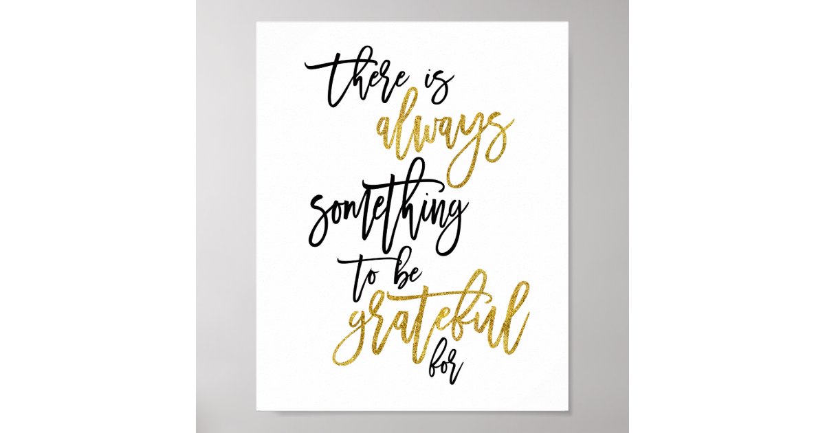 Grateful Motivational Quote Black/gold Poster