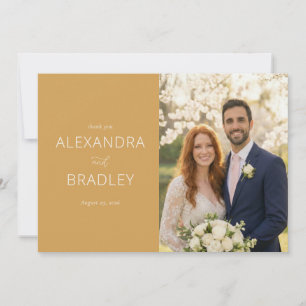 Grateful Mustard Yellow Elegant Photo Thank You Card