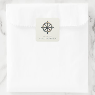 Grateful Muted Nautical Wheel Square Sticker