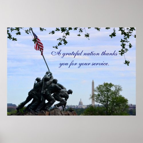 Grateful Nation Thanks You for Your Service Poster