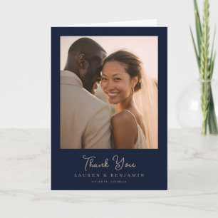 Grateful Navy Classic Photo Thank You Card