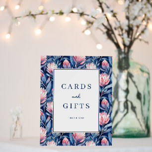 Grateful Navy Floral Protea Foam Board