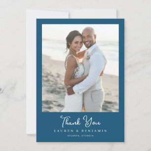 Grateful Navy Minimalist Photo Thank You Card