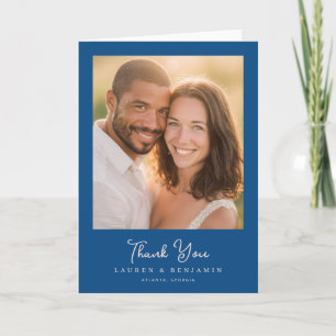 Grateful Navy Photo Letterpress Thank You Card