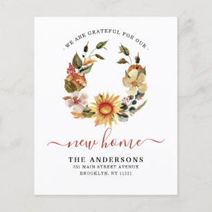 Grateful New Home Fall Wreath Moving Announcement