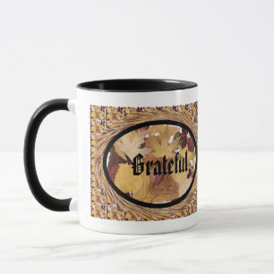 Grateful on Autumn Leaves in Swirled Frames Mug