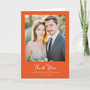 Grateful Orange Photographic Photo Thank You Card