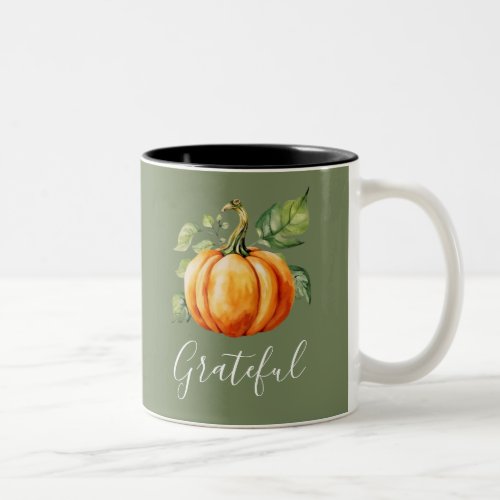 Grateful Orange Pumpkin Moss Green  Two_Tone Coffee Mug