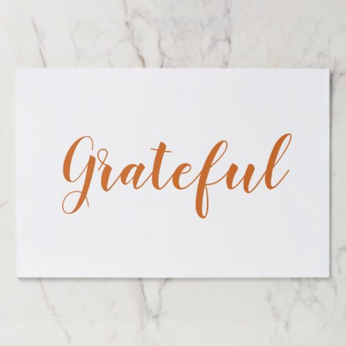 Grateful orange script thanksgiving placemats