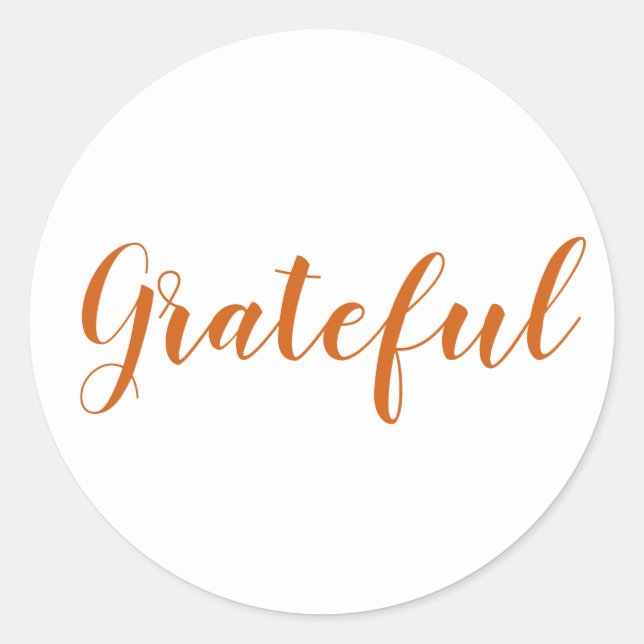 Grateful orange spice modern script thanksgiving classic round sticker (Front)