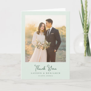 Grateful Pastel Green Photo Letterpress Thank You Card