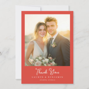 Grateful Peach Elegante Photo Thank You Card