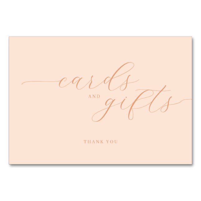 Grateful Peach Minimalist Thank You Card (Front)