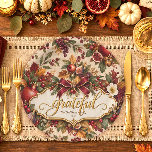 Grateful Pomegranate Heirloom Thanksgiving Harvest Paper Plates