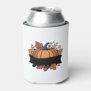 Grateful Pumpkin Autumn Leaves Design Classic T-Sh Can Cooler