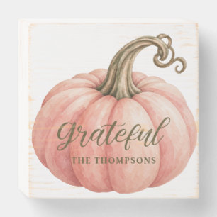 Grateful Pumpkin Family Keepsake Wooden Box Sign
