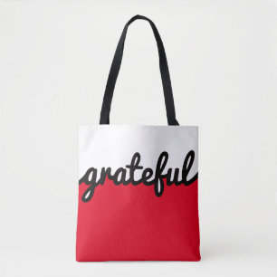 Grateful Red Black White Color Block Tote Bag