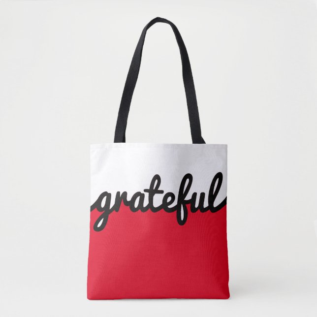 Grateful Red Black White Color Block Tote Bag (Front)
