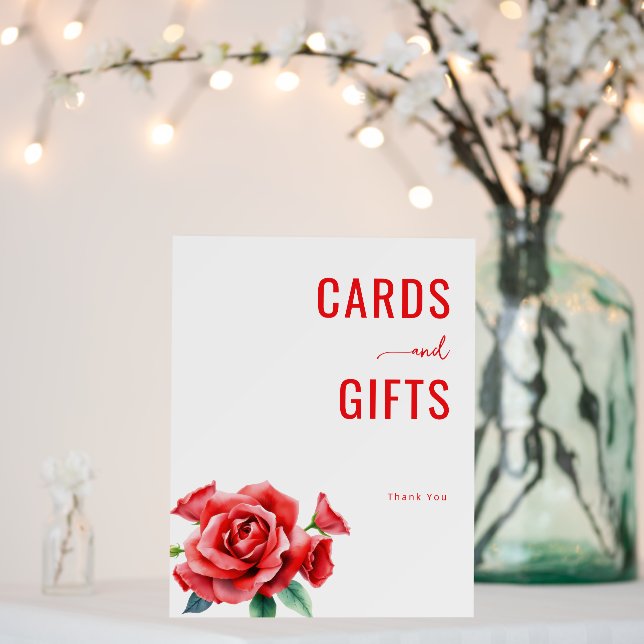 Grateful Red Floral Watercolor Foam Board (In Situ (Wedding))