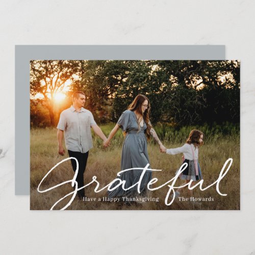 Grateful Script Thanksgiving Photo Cards