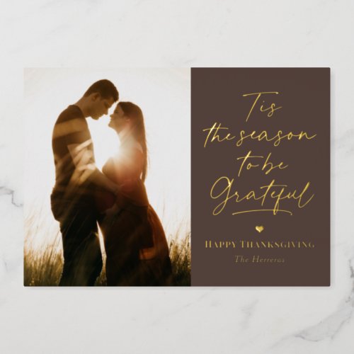 Grateful Season Foil Thanksgiving Photo Card