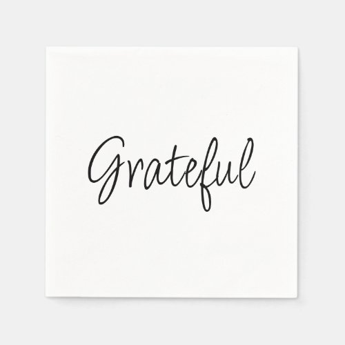 Grateful simple handwritten script thanksgiving  napkins