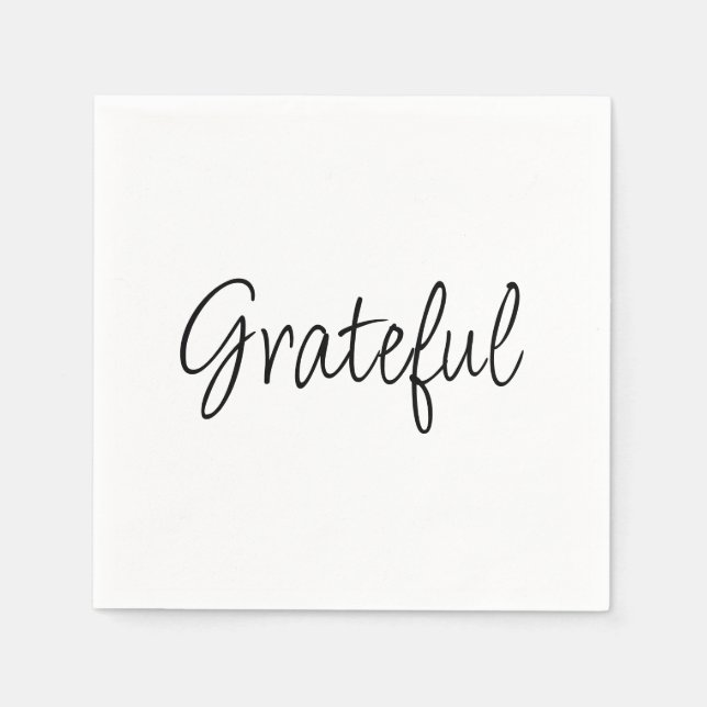 Grateful simple handwritten script thanksgiving  napkins (Front)