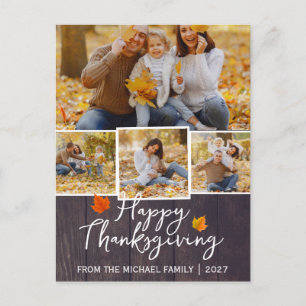 Grateful Simple happy thanksgiving Family photo Holiday Postcard