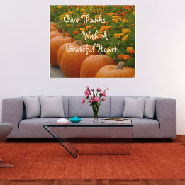 Grateful Sunflowers and Pumpkin Wood Art" Wall Art