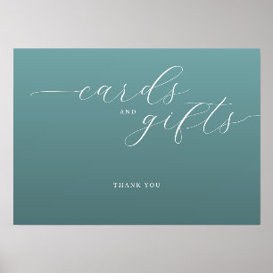 Grateful Teal Minimalist Thank You Card Holder