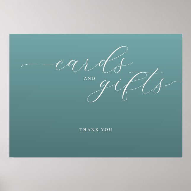 Grateful Teal Minimalist Thank You Card Holder (Front)