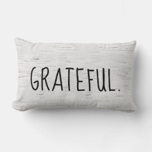GRATEFUL Text On Birch Tree Accent Pillow