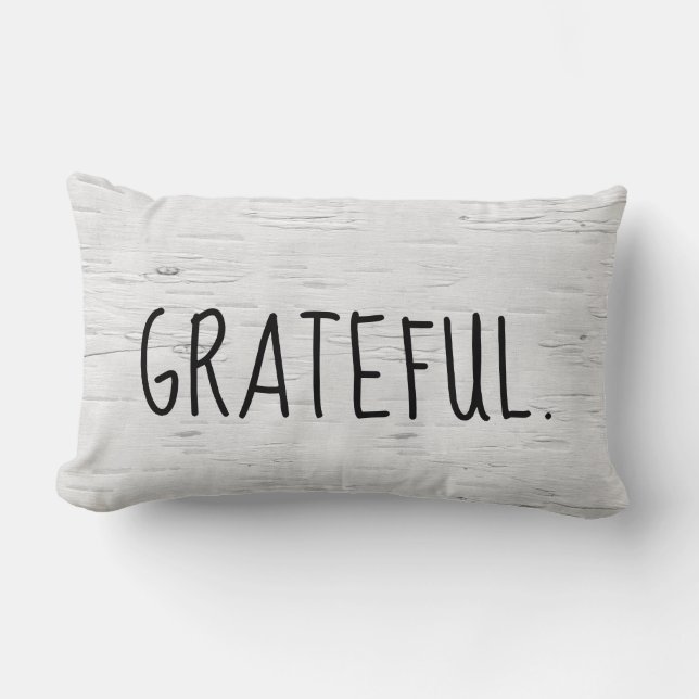 GRATEFUL Text On Birch Tree  Accent Pillow (Front)