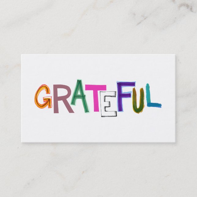 Grateful thank you appreciation modern word art business card (Front)