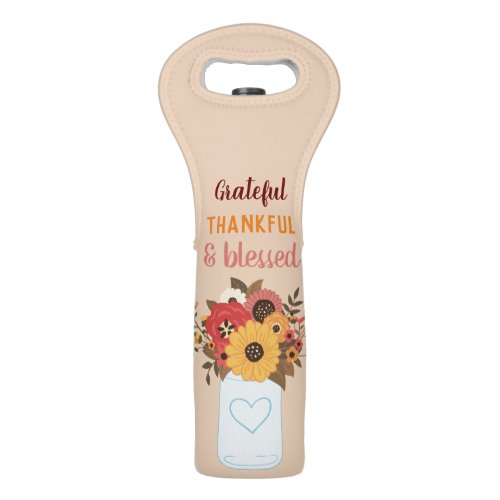 Grateful Thankful and Blessed Thanksgiving Decor Wine Bag