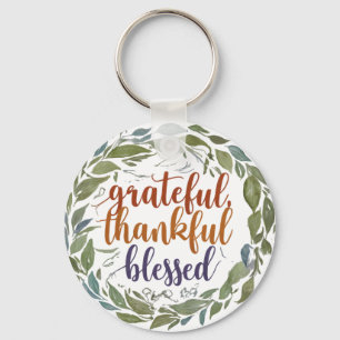 Grateful, Thankful, Blessed - Aluminum Circle Desi Keychain