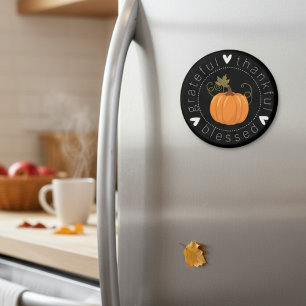 Grateful, Thankful, Blessed Autumn Folk Art Magnet