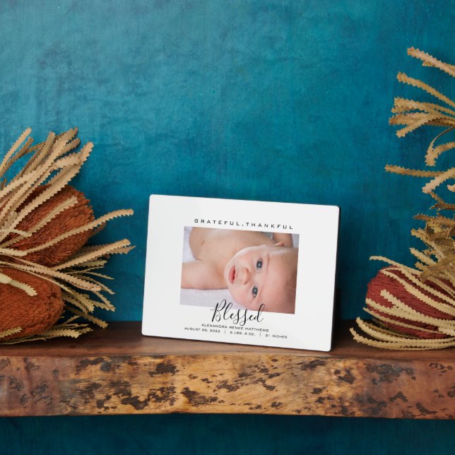 Grateful, Thankful, Blessed Baby Photo Memories Plaque (Side)