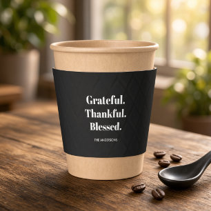 Grateful Thankful Blessed Black Thanksgiving Coffee Cup Sleeve