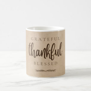 Grateful Thankful Blessed Brown Coffee Mug
