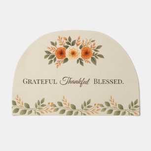 Grateful Thankful Blessed Fall Floral Door Mat