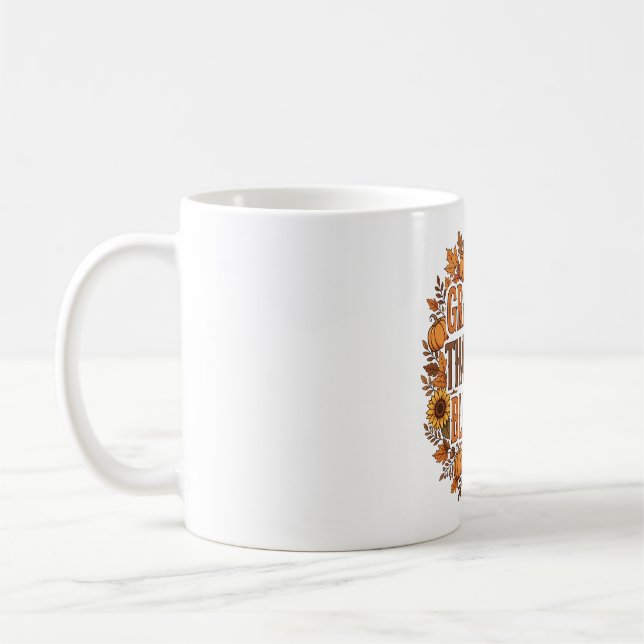 Grateful Thankful Blessed Fall Typography Coffee Mug (Left)