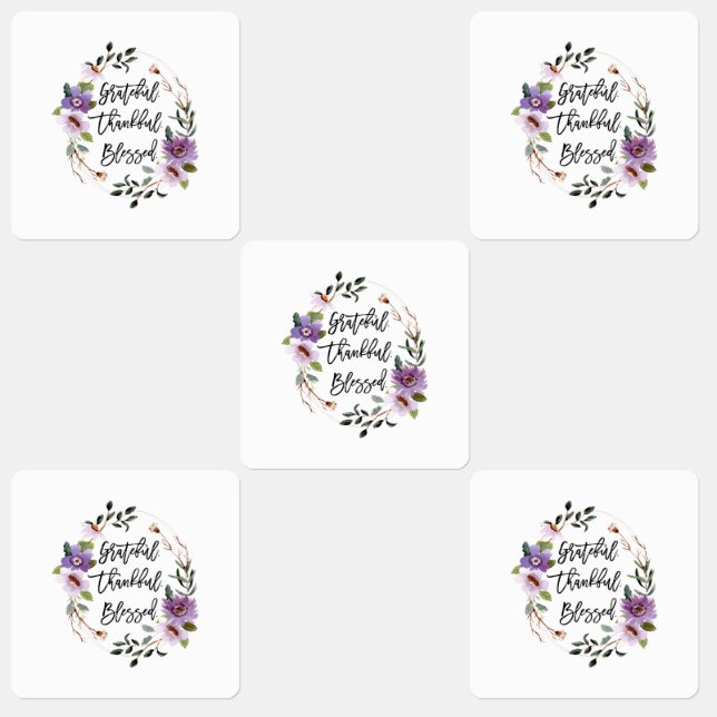 Grateful Thankful Blessed Floral Labels (Group)