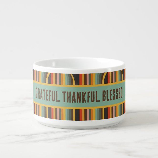 Grateful Thankful Blessed Groovy Abstract Bowl (Center)