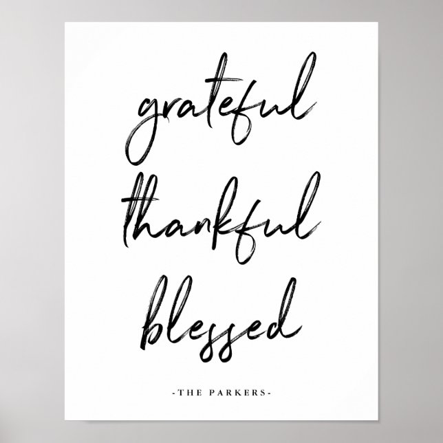 Grateful Thankful Blessed | Handwritten Script Poster (Front)