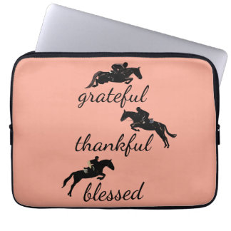 Grateful, Thankful, Blessed Horse Jumping Laptop Sleeve