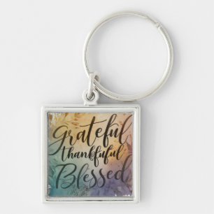 Grateful, Thankful, Blessed Keychain