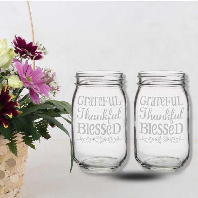 Grateful, Thankful, Blessed Mason Jar (Creator Uploaded)